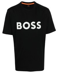 T-shirt à col rond imprimé noir BOSS