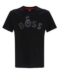 T-shirt à col rond imprimé noir BOSS