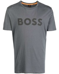 T-shirt à col rond imprimé noir BOSS