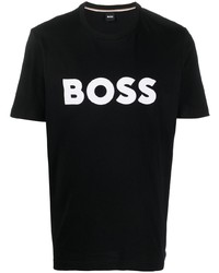 T-shirt à col rond imprimé noir BOSS