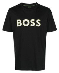 T-shirt à col rond imprimé noir BOSS