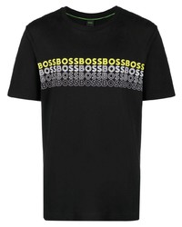 T-shirt à col rond imprimé noir BOSS