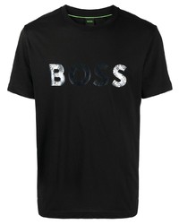 T-shirt à col rond imprimé noir BOSS