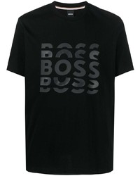 T-shirt à col rond imprimé noir BOSS