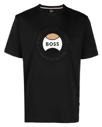 T-shirt à col rond imprimé noir BOSS