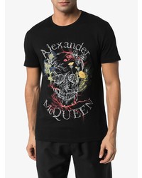 T-shirt à col rond imprimé noir Alexander McQueen