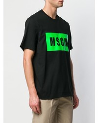 T-shirt à col rond imprimé noir MSGM