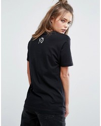 T-shirt à col rond imprimé noir
