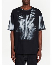 T-shirt à col rond imprimé noir Balmain