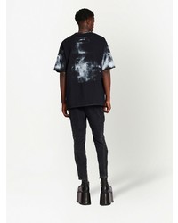 T-shirt à col rond imprimé noir Balmain