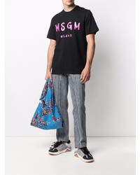 T-shirt à col rond imprimé noir MSGM