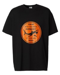 T-shirt à col rond imprimé noir Burberry