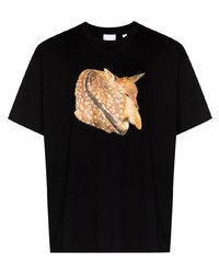 T-shirt à col rond imprimé noir Burberry