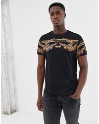 T-shirt à col rond imprimé noir Burton Menswear