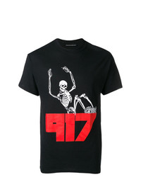 T-shirt à col rond imprimé noir Call Me 917