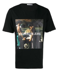 T-shirt à col rond imprimé noir Calvin Klein Jeans