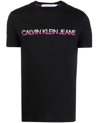 T-shirt à col rond imprimé noir Calvin Klein Jeans