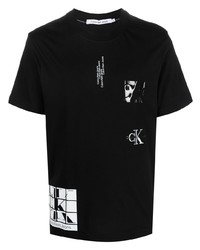 T-shirt à col rond imprimé noir Calvin Klein Jeans