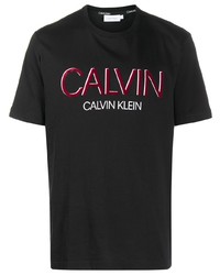 T-shirt à col rond imprimé noir Calvin Klein