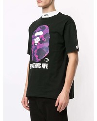 T-shirt à col rond imprimé noir A Bathing Ape