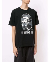 T-shirt à col rond imprimé noir A Bathing Ape