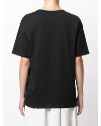 T-shirt à col rond imprimé noir Roberto Cavalli