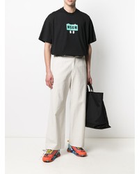 T-shirt à col rond imprimé noir MSGM