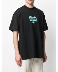 T-shirt à col rond imprimé noir MSGM