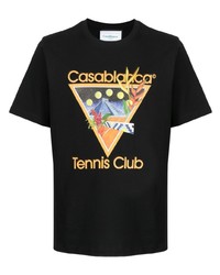 T-shirt à col rond imprimé noir Casablanca