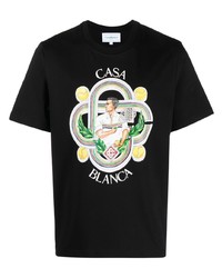 T-shirt à col rond imprimé noir Casablanca