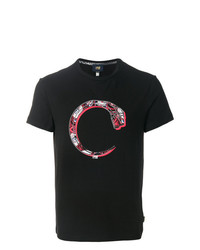 T-shirt à col rond imprimé noir Cavalli Class