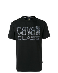 T-shirt à col rond imprimé noir Cavalli Class