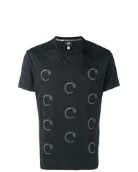 T-shirt à col rond imprimé noir Cavalli Class