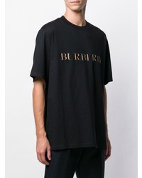 T-shirt à col rond imprimé noir Burberry