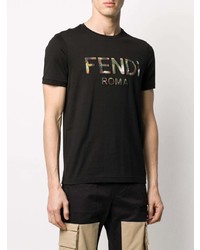 T-shirt à col rond imprimé noir Fendi