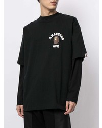 T-shirt à col rond imprimé noir A Bathing Ape