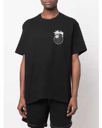 T-shirt à col rond imprimé noir Stussy