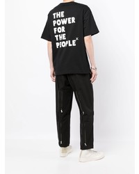 T-shirt à col rond imprimé noir The Power for the People