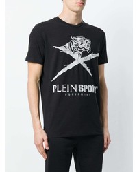 T-shirt à col rond imprimé noir Plein Sport