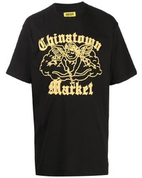 T-shirt à col rond imprimé noir Chinatown Market
