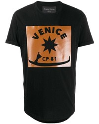 T-shirt à col rond imprimé noir Christian Pellizzari
