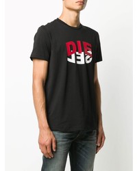 T-shirt à col rond imprimé noir Diesel