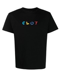 T-shirt à col rond imprimé noir Clot