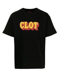 T-shirt à col rond imprimé noir Clot