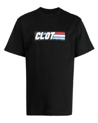 T-shirt à col rond imprimé noir Clot