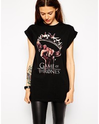 T-shirt à col rond imprimé noir Asos