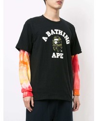 T-shirt à col rond imprimé noir A Bathing Ape