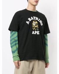 T-shirt à col rond imprimé noir A Bathing Ape