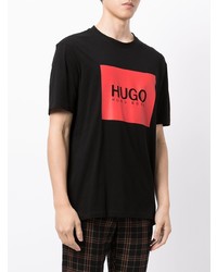 T-shirt à col rond imprimé noir Hugo