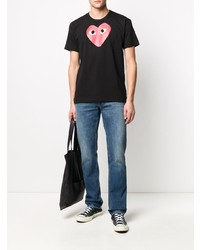 T-shirt à col rond imprimé noir Comme Des Garcons Play